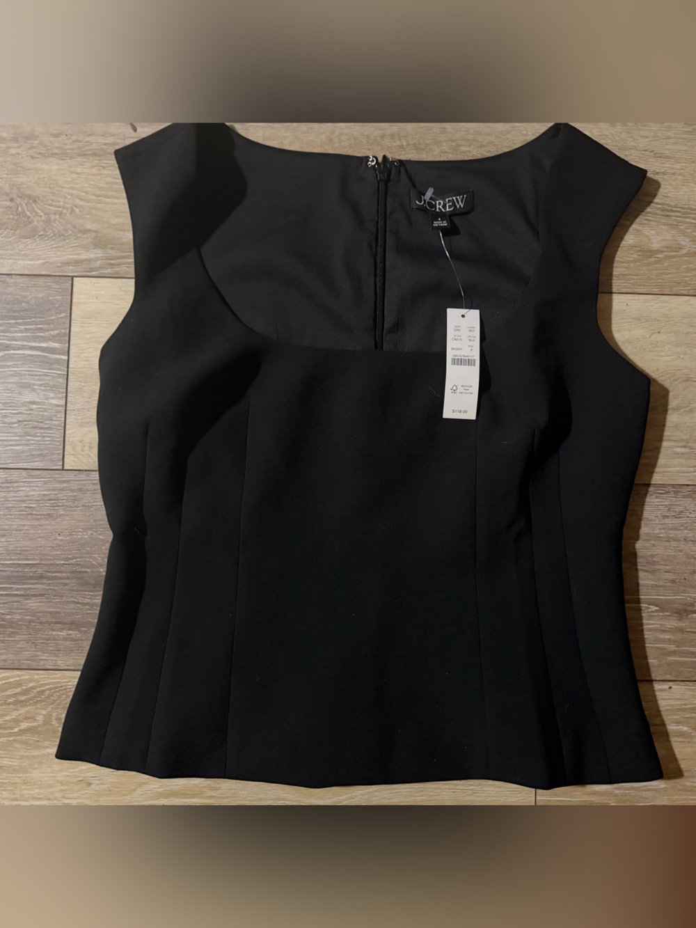 J. Crew Black Cap-Sleeve Square Neck CareerTop size 4 $119-NWT
